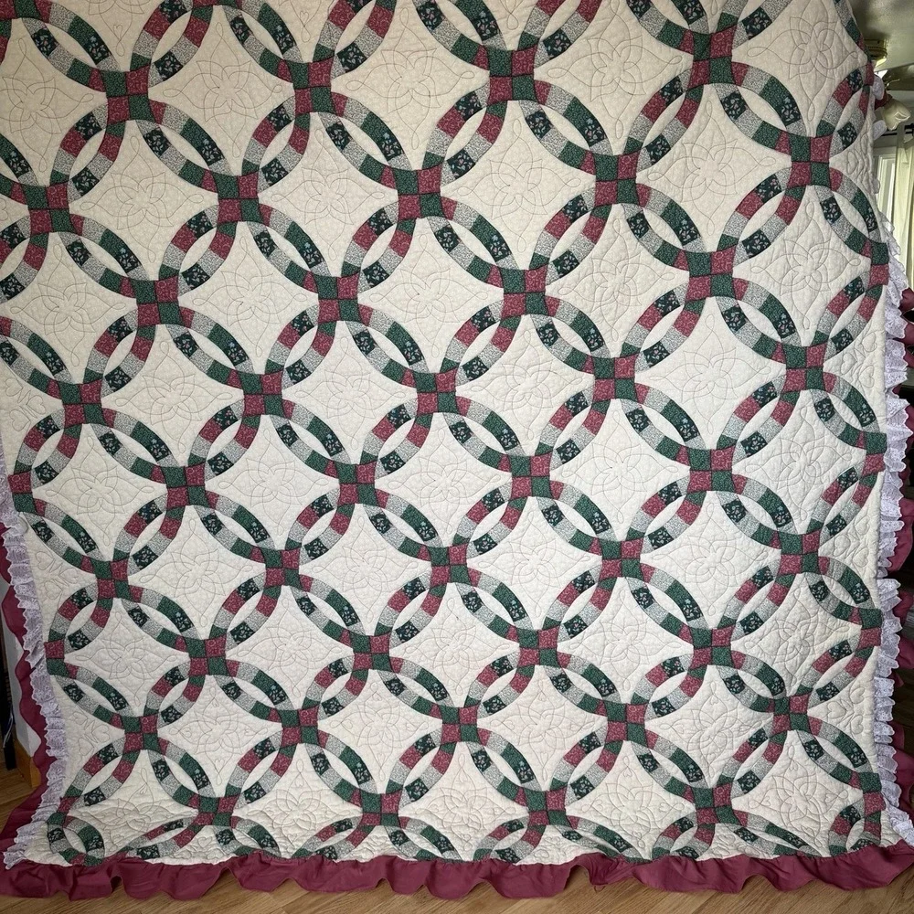 VTG‎ Double Wedding Ring Design Quilt Thick Cottage Core Granny 101